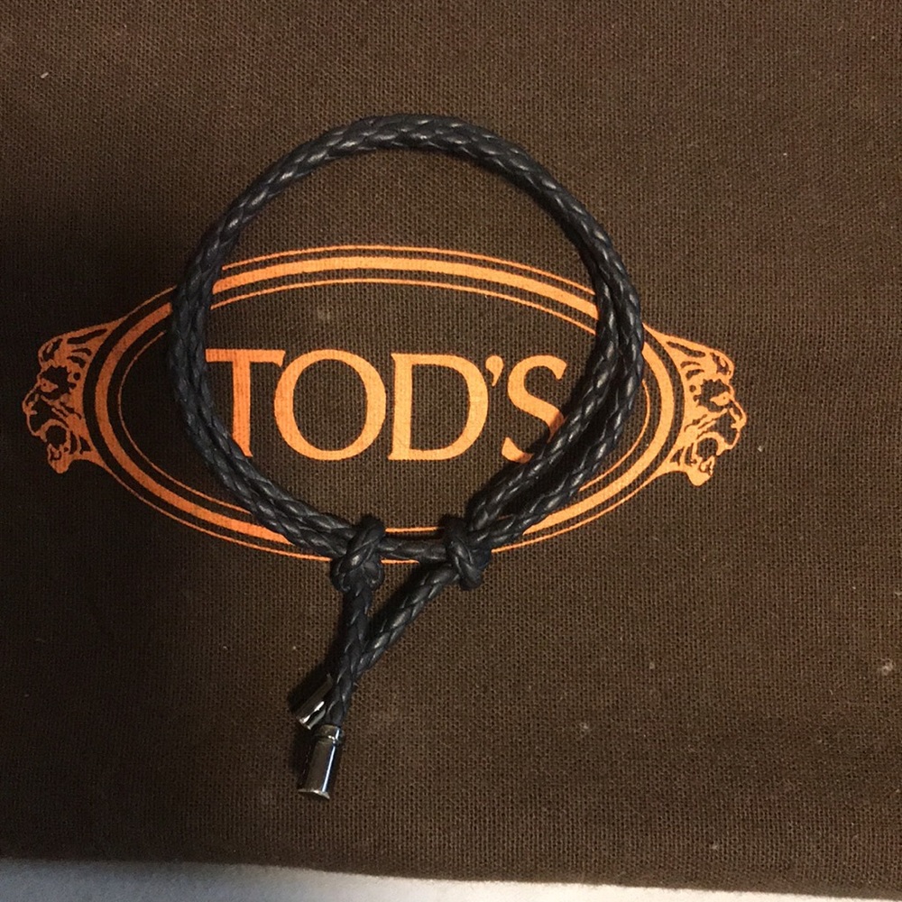 Tod’s Blue calf Leather Braided Bracelet unisex